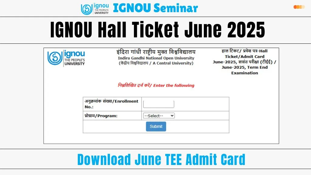 IGNOU Hall Ticket June 2025