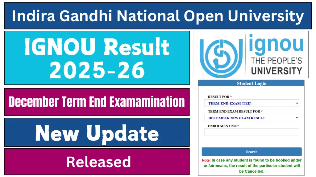 IGNOU Result December 2025–26