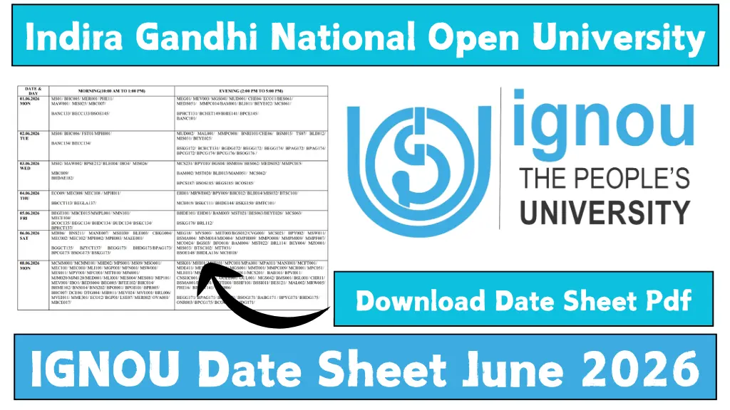 IGNOU Date Sheet June 2026
