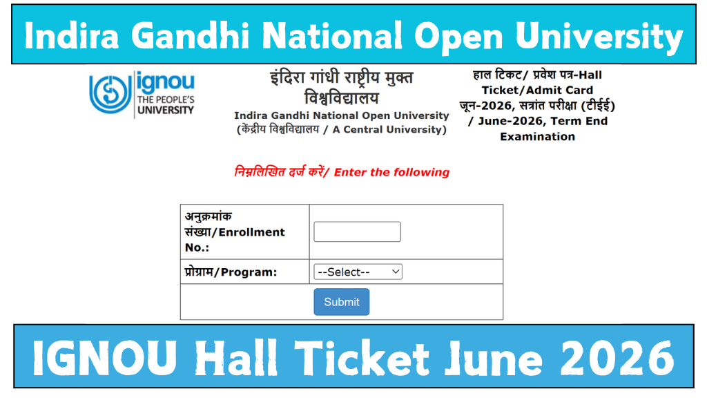 IGNOU Hall Ticket June 2026 Released, Download TEE Admit Card @ www ...